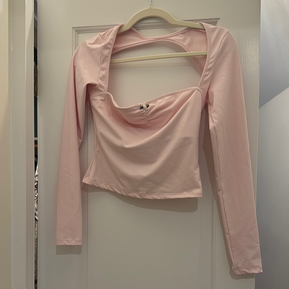 Princess Polly Pink Long Sleeve Crop Blouse